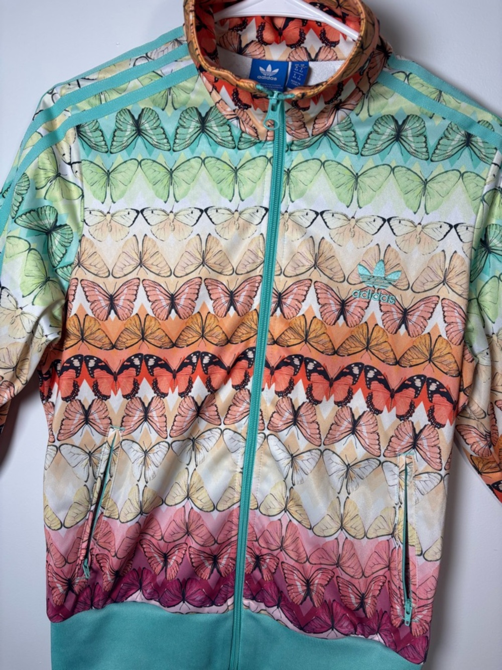 FARM Rio/Adidas Butterfly Print Jacket - Orange and Turquoise - Picture 4 of 5